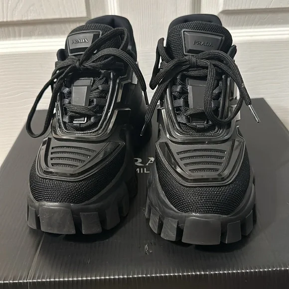 Prada Calzature Donna Nero maglia tech rubber wedge sneakers, Sz 35.5 - Picture 3 of 16